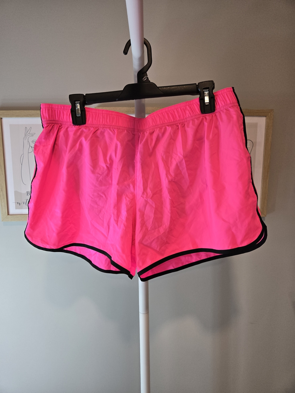 Victoria's Secret Neon Pink Athletic Shorts with Black Trim